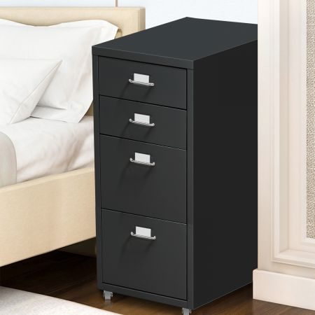 4 Tiers Steel Orgainer Metal File Cabinet With Drawers Office Furniture Black Carousel 2