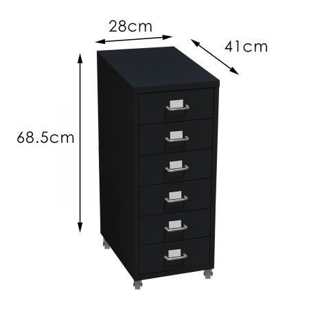 6 Drawer Office Cabinet Drawers Black Carousel 5