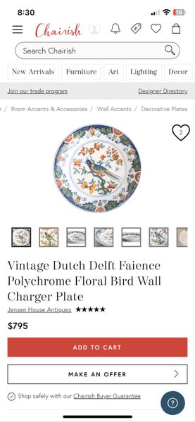 Dutch Tichelaar Makkum handpainted Delft chinoiserie style wall hanging charger Carousel 11