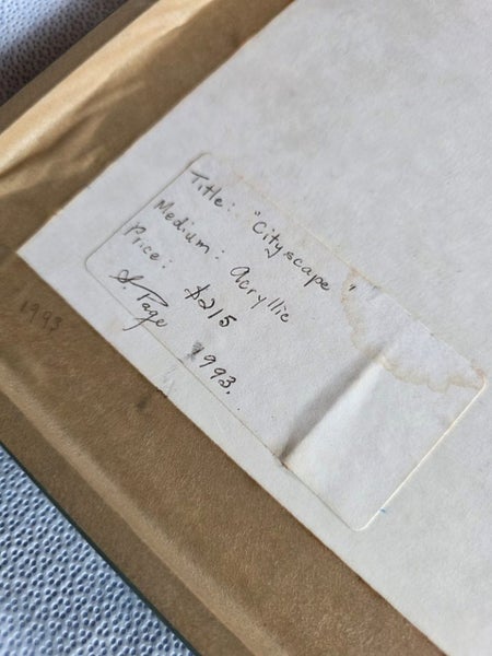 S. Page – “Cityscape” (1993) original acrylic, NZ artist Carousel 9