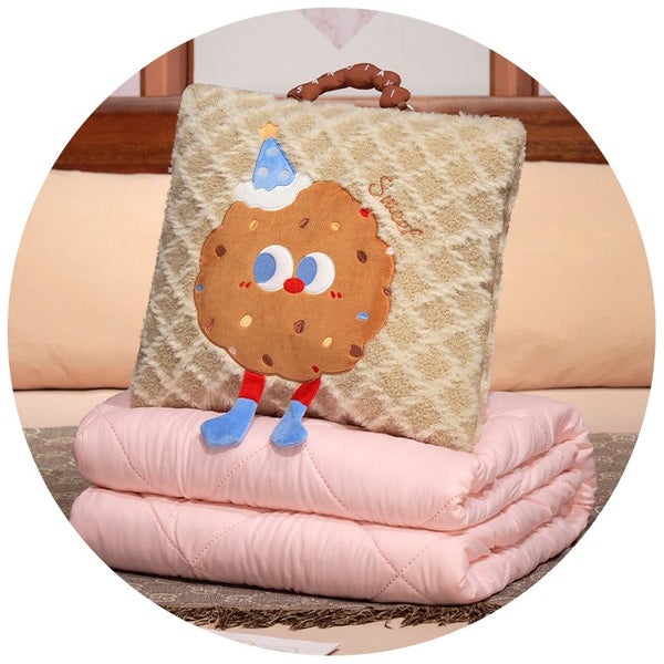 Elosung Yellow Cartoon Cookie Pillow Blanket 2-In-1 For Winter And Office Use Carousel 4