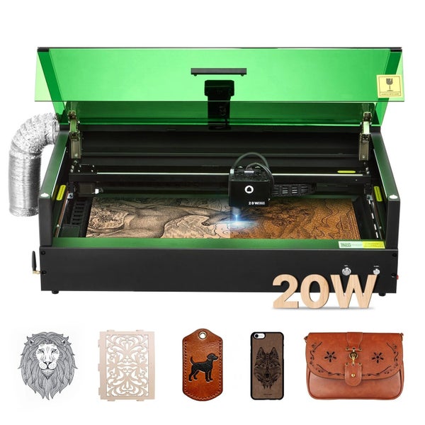 Laser Engraver 20W Laser Engraving Cutter Machine Camera Enclosure Class 1 Carousel 1