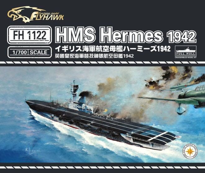 FlyHawk Model 1/700 Scale HMS Hermes 1942 FH1122 Plastic Model Kit NZ Stock Carousel 1