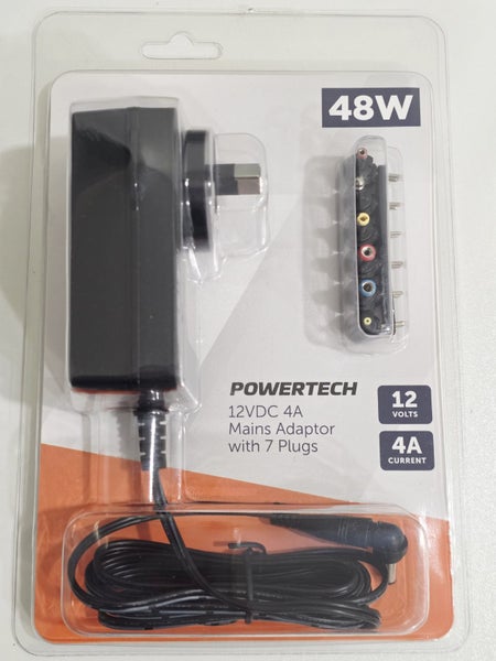 Powertech 12VDC 4A 48W, Main Adaptor with 7 Changeable Plugs Carousel 1