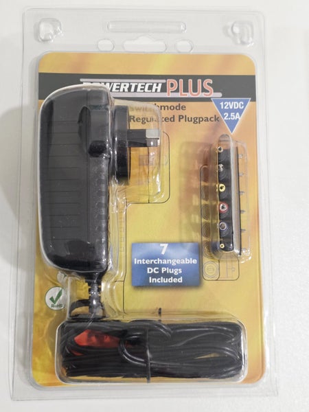 Powertech Plus 12VDC 2.5A, 7 interchangeable DC Plugs Included Carousel 1