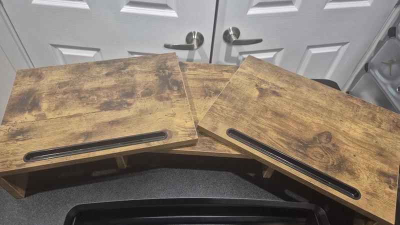 STORFEX Monitor Stand with 2 Slots for Phone and Tablet - Brown Carousel 2