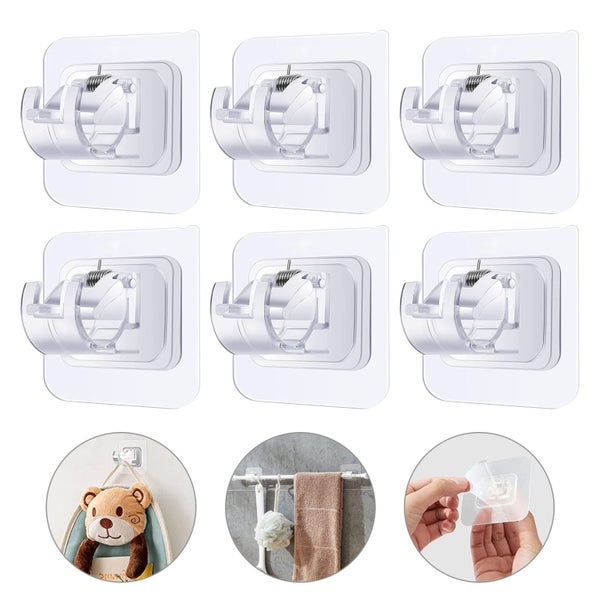 6pcs Curtain Rod Bracket, Self Adhesive Wall Mount Holder, Drapery Hook Hol Carousel 1