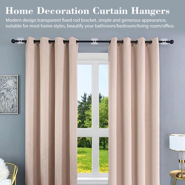 6pcs Curtain Rod Bracket, Self Adhesive Wall Mount Holder, Drapery Hook Hol Carousel 9