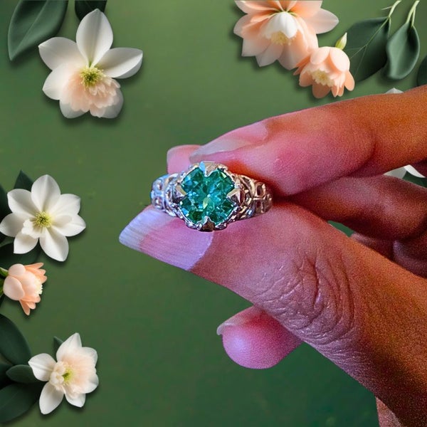 Uranium Glass Lovers UV Glow Elvish Design Sterling Silver Ring Carousel 4