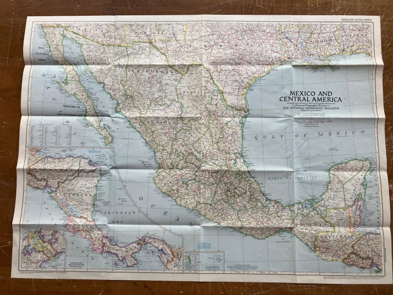 Vintage Map of Mexico and Central America - National Geographic - m16 Carousel 1
