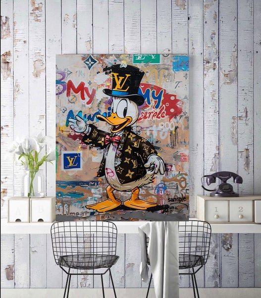 Framed $1 RESERVE 1 Panel Canvas Print - Donald Duck Carousel 3