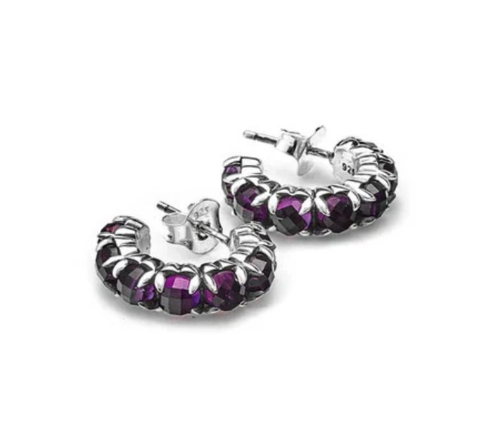 STOLEN GIRLFRIENDS CLUB | Halo Cluster Amethyst Hoop Earrings Carousel 1