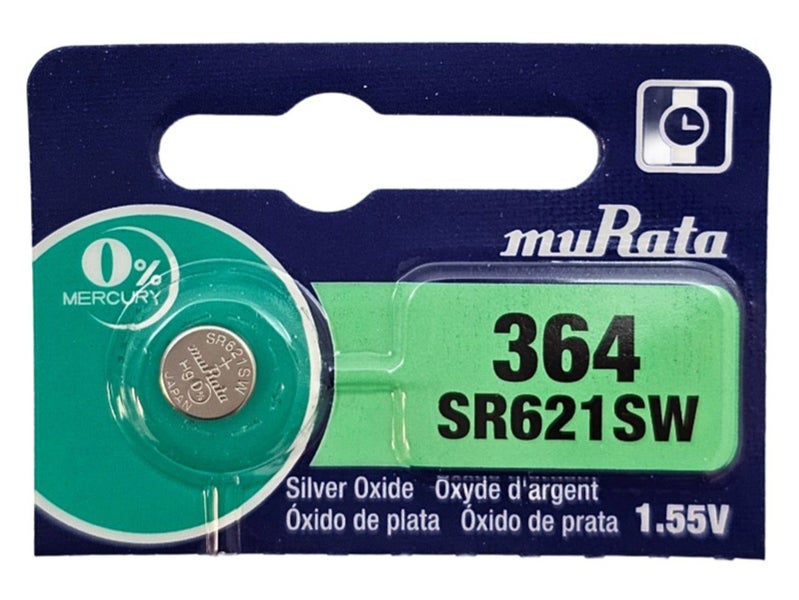 Murata SR621SW (364) Silver Oxide 1.55V watch battery - 5 Pack (B5 x 1) Carousel 2