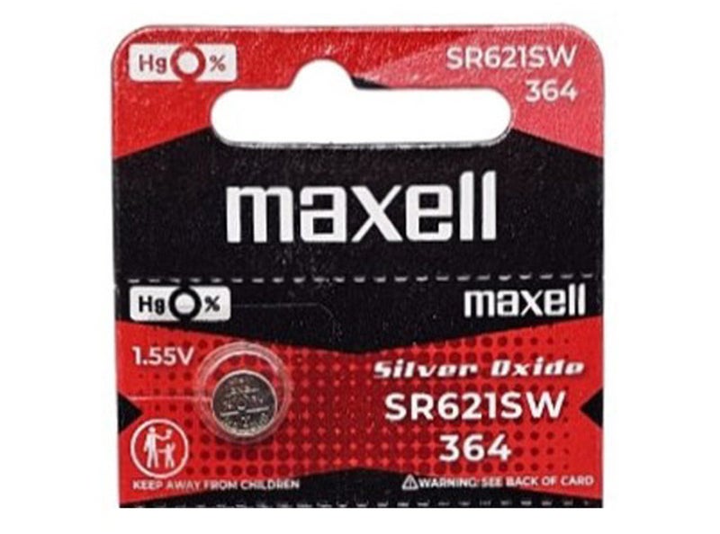 Maxell SR621SW (364) Silver Oxide 1.55V watch battery - 5 Pack (B5 x 1) Carousel 2