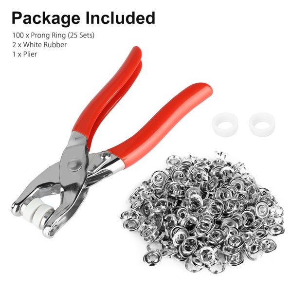 Snap Fasteners Tool Kit, 100Pcs DIY Metal Snaps Buttons with Fastener Plier Carousel 10