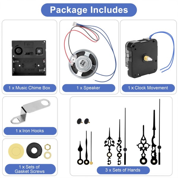 Quartz Clock Movement Mechanism Kit, DIY Wall Operated Chime Clock Motor Ki Carousel 8