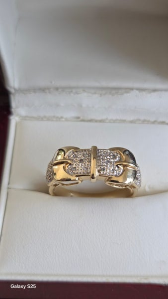 9ct Yellow Gold & Diamond Buckle Mans Ring Carousel 1