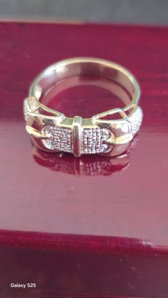 9ct Yellow Gold & Diamond Buckle Mans Ring Carousel 4