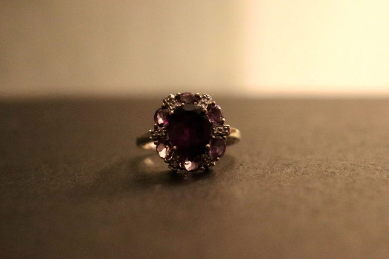 10ct Yellow Gold Amethyst & Diamond Ladies Ring Carousel 3