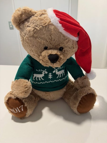 2017 Christmas Santa Bear with Green Knitted Reindeer Jersey Carousel 1