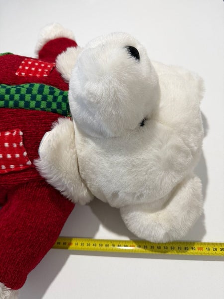 Large Plush White Santa Bear with Red Knitted Cardigan Carousel 11