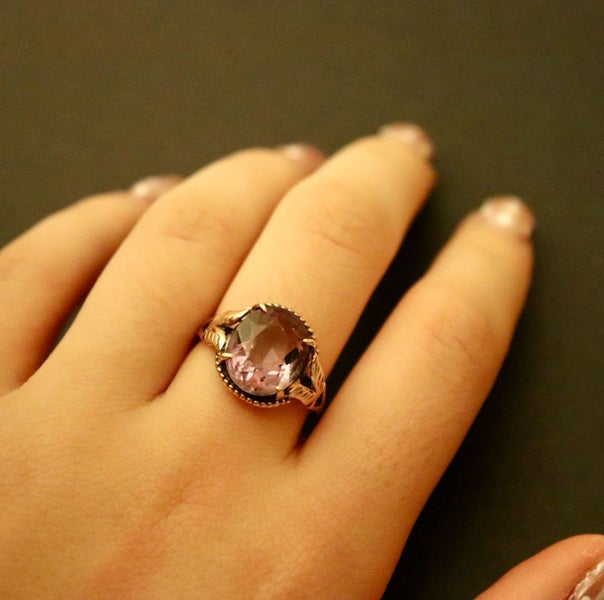 9ct Rose Gold Vintage Amethyst Ladies Ring Carousel 1
