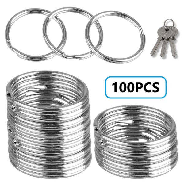 100pcs Round Flat Key Chain Rings, 1in/25mm Metal Split Ring Key Rings Chai Carousel 1