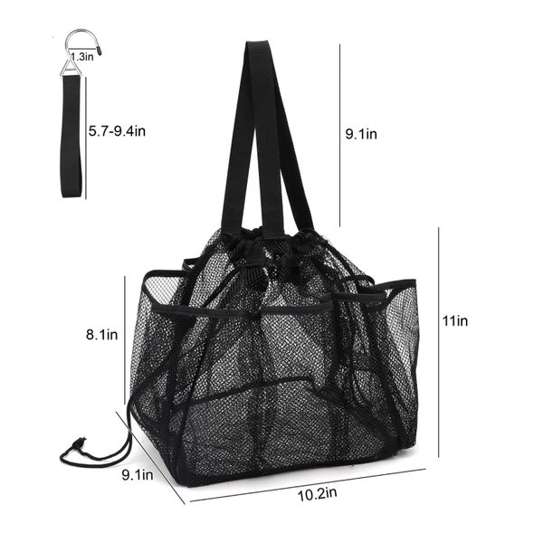 Mesh Shower Caddy Portable with Drawstring, Large Capacity Shower Tote Bag Carousel 2