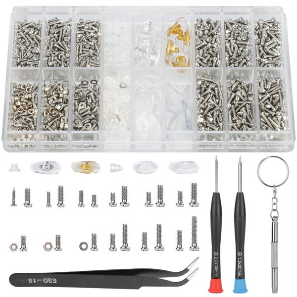 Eyeglass Repair Kit, Eyeglass Screws Nose Pads, Precision Screwdriver Set w Carousel 1