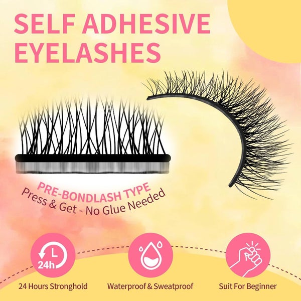 Lash Buddy Self-adhesive Eyelashes,3 Pairs Self-Sticking False Eyelashes Na Carousel 2