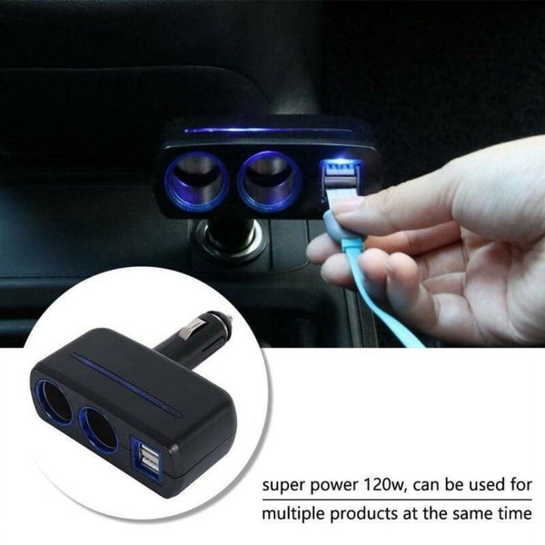 Dual USB Car Charger Socket Splitter, 12V Power Adapter for Multiple Device Carousel 10