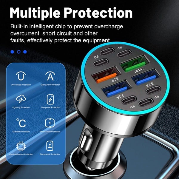 10-in-1 Car Charger PD Power Adapter Car Fast Charging USB C Car Phone Char Carousel 1