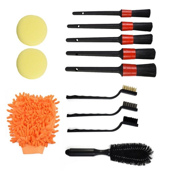 12pcs Car Cleaning Kit Sponge Cleaning Brushes Wire Bristles Car Wash Glove Carousel 1