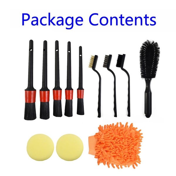 12pcs Car Cleaning Kit Sponge Cleaning Brushes Wire Bristles Car Wash Glove Carousel 2