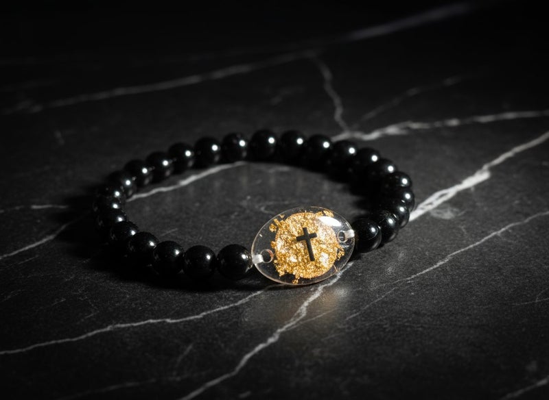 Smart NFC Bible Verse Crystal Bracelet – Obsidian (Protection & Grounding) Carousel 1