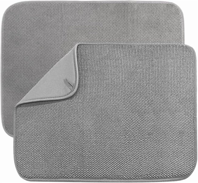 2 Pack Microfiber Dish Drying Mat, Absorbent Dish Drainer for Kitchen Count Carousel 1