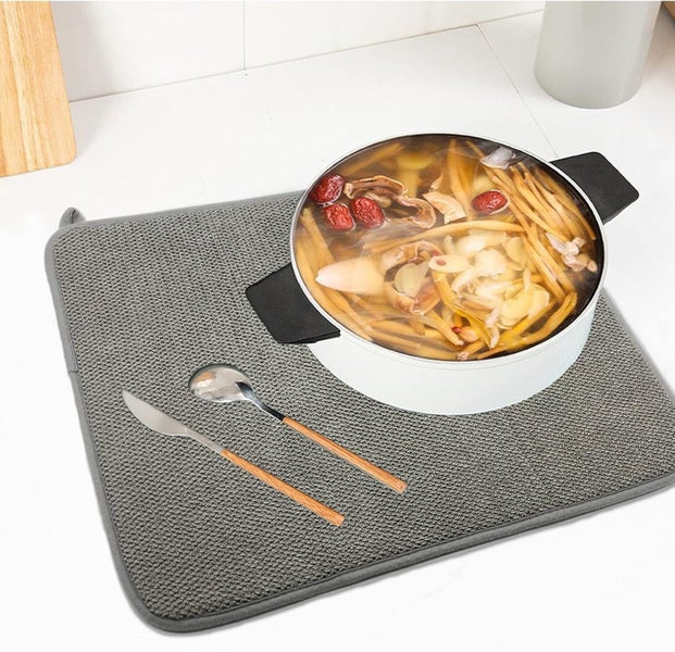2 Pack Microfiber Dish Drying Mat, Absorbent Dish Drainer for Kitchen Count Carousel 6