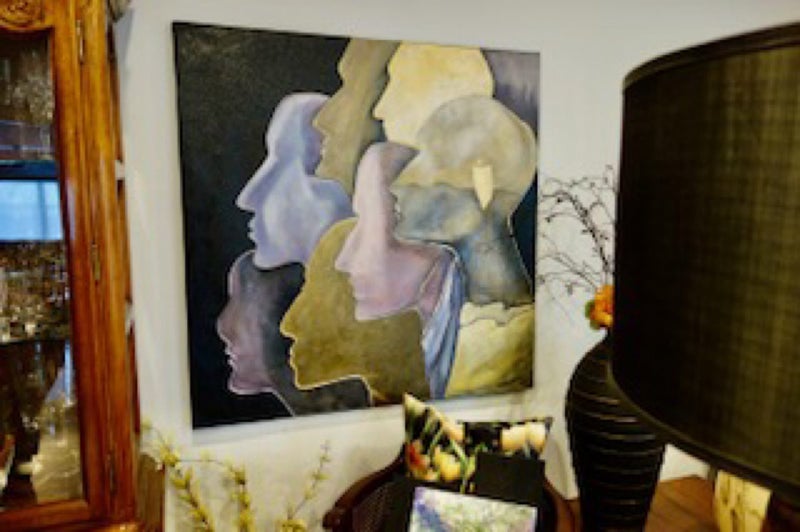 Thinking Heads…. Bespoke Painting 1000x1000 Hand Painted Art Carousel 1