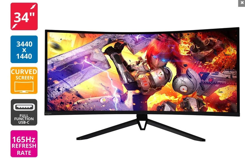 Kogan 34" Curved Ultrawide WQHD 165Hz Freesync HDR Monitor (3440 x 1440) Carousel 1