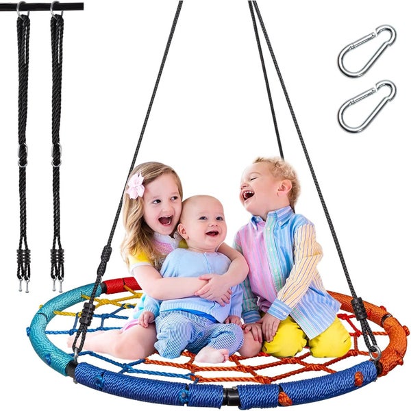New Heavy-duty Hammock Outdoor Spider Web Swing 4 Ropes Hammock Swing Seat Carousel 1