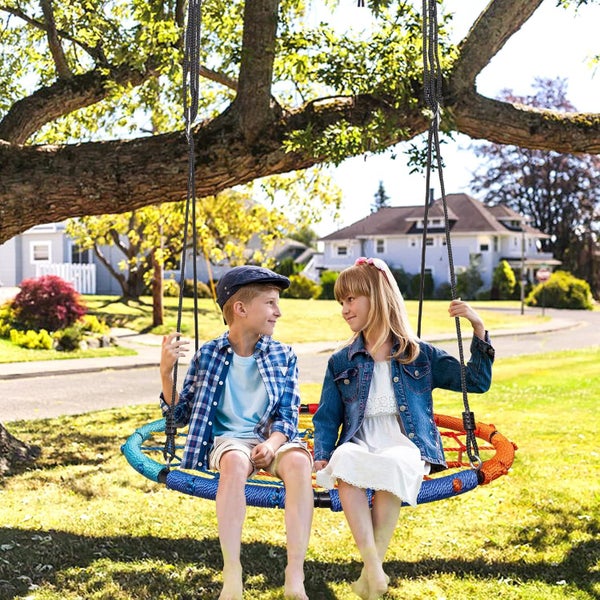 New Heavy-duty Hammock Outdoor Spider Web Swing 4 Ropes Hammock Swing Seat Carousel 2