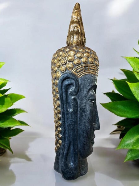 Long Buddha Face Statue - Fiber Cement - 180cms - Black & Gold Finish Carousel 2