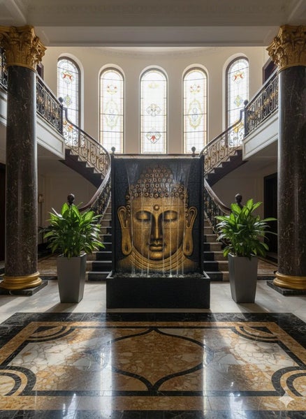 Buddha Face Statue Portrait - Water Feature - 130cms - Black & Gold Finish Carousel 2