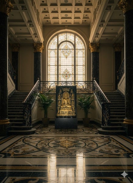 Meditating Buddha Statue Portrait - Water Feature - 145cms - Black & Gold Finish Carousel 2