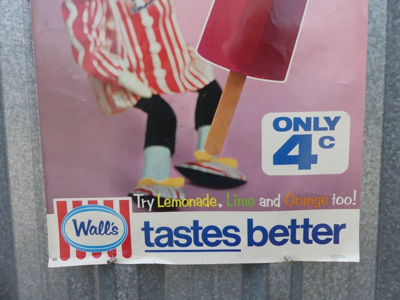 NZ Vintage Ice Cream Advertising Poster Wall's Icecream Raspberry Snofrute Carousel 3