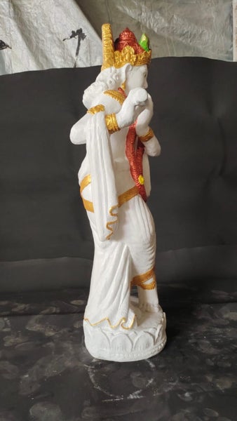 Lord Krishna Statue - Fiber Cement - 120cms - White & Gold Finish Carousel 2