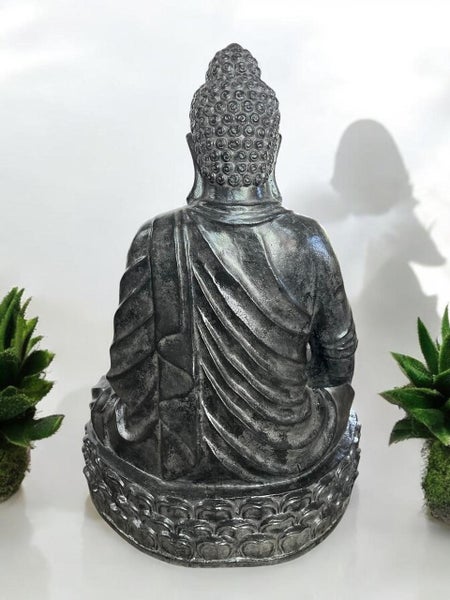 Meditating Lotus Buddha Statue - Fiber Cement - 150cms - Black Finish Carousel 2