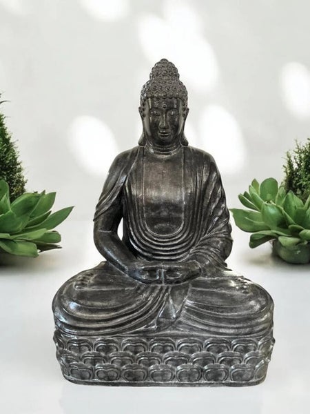 Meditating Lotus Buddha Statue - Fiber Cement - 150cms - Black Finish Carousel 1