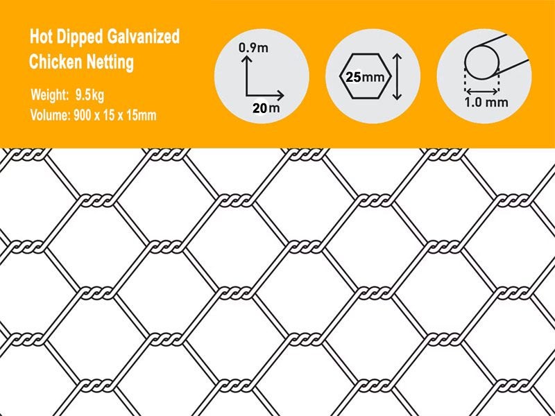 20M 900mm High Hex Chicken Netting 25x1.0x900mm -- New Carousel 2