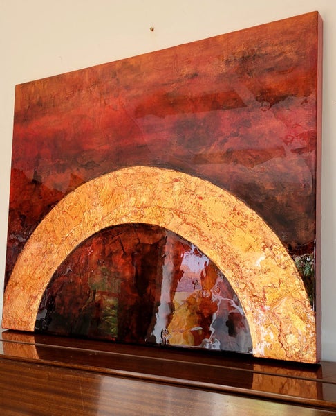 "The Part I Show" red/copper/black resin original painting 800mm x 1000mm Carousel 1